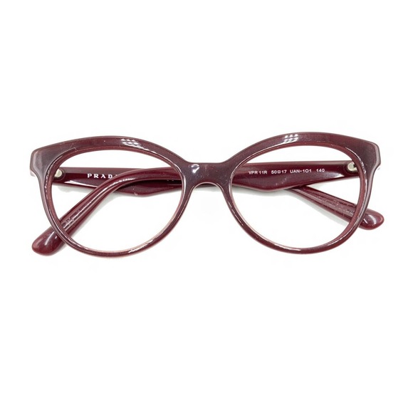 Prada VPR11R UAN-1O1 Dark Red Burgundy Cat Eye Eyeglasses Frames 50-17 140 Italy - Picture 12 of 12